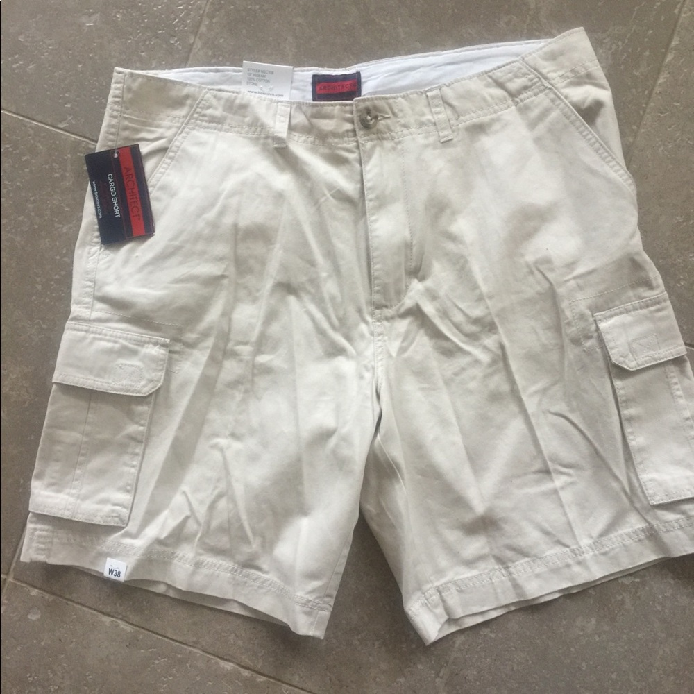 Mens 38 waist stone Architect cargo shorts NWT